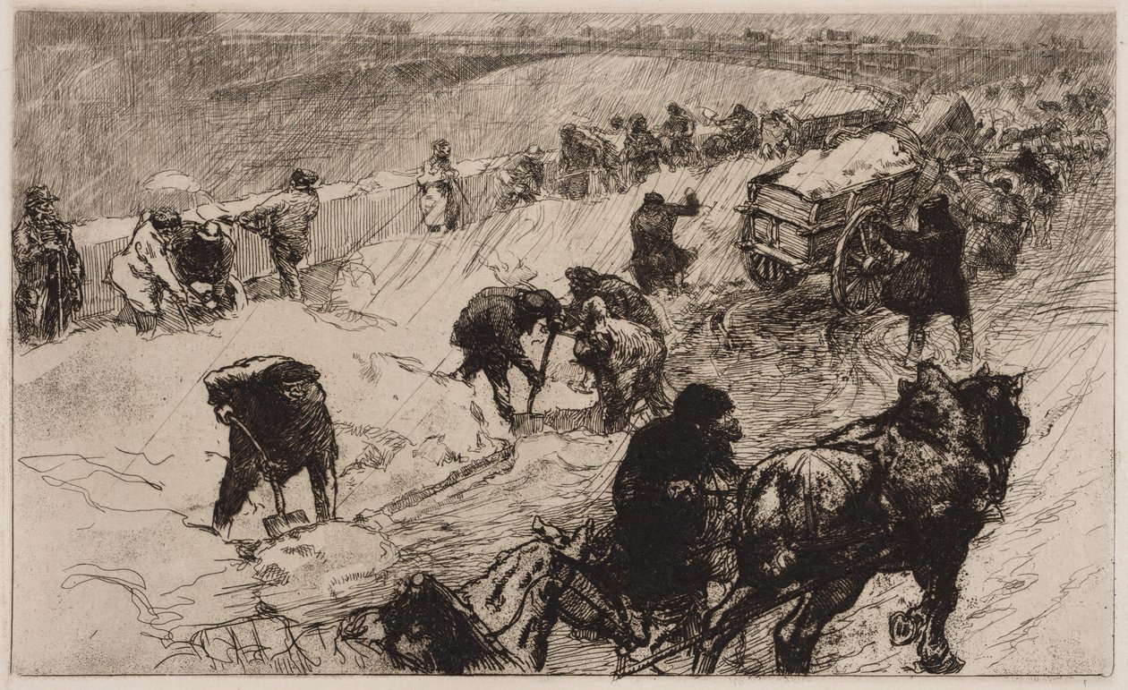 Hógolyócsata: Quai aux Fleurs, 1890. alkotó: Auguste Louis Lepère
