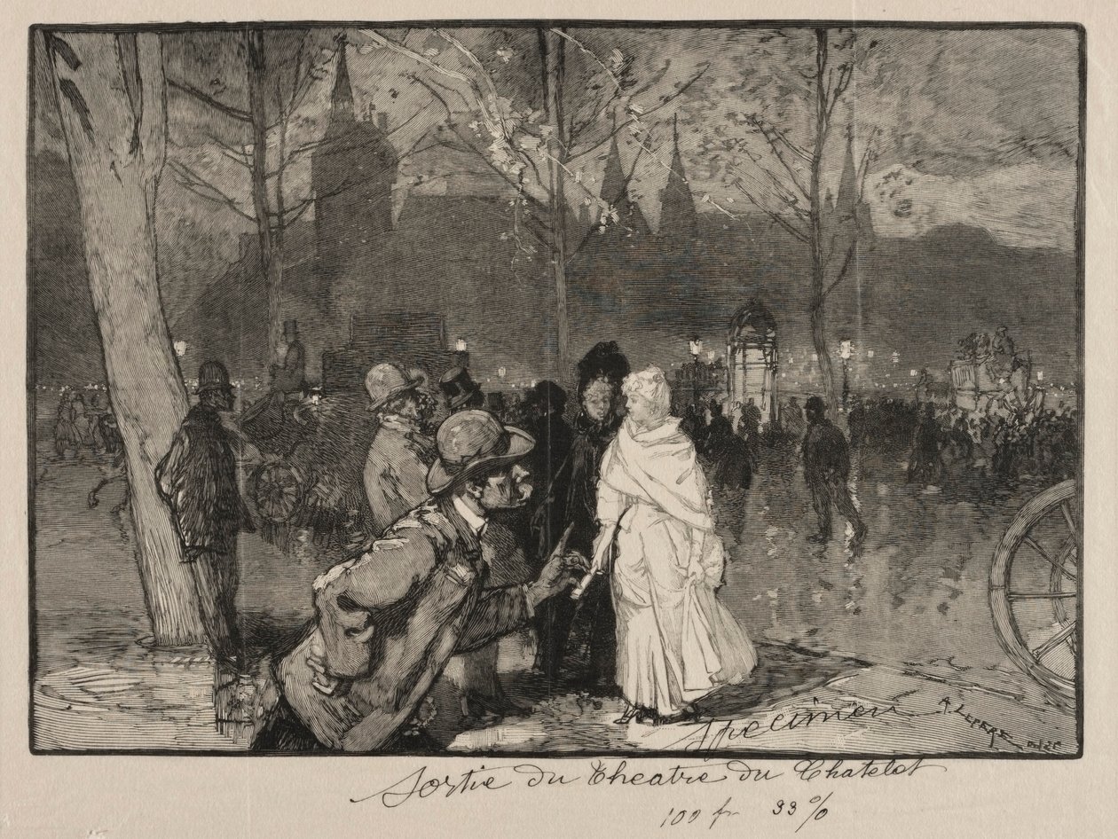 A Théâtre du Chatelet elhagyása. alkotó: Auguste Louis Lepère