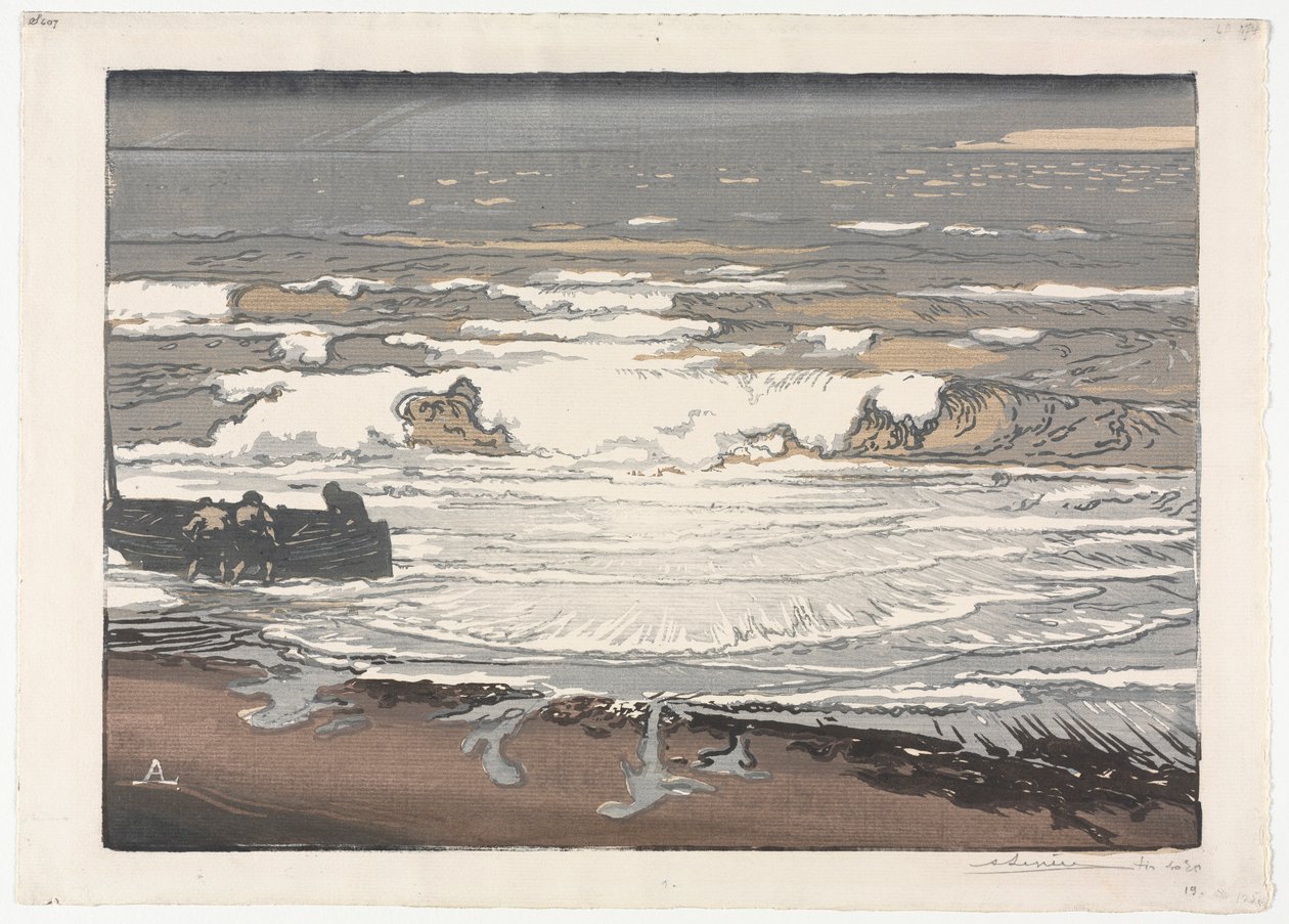 The Breaking Waves, 1901. szeptemberi árapály, 1901. alkotó: Auguste Louis Lepère