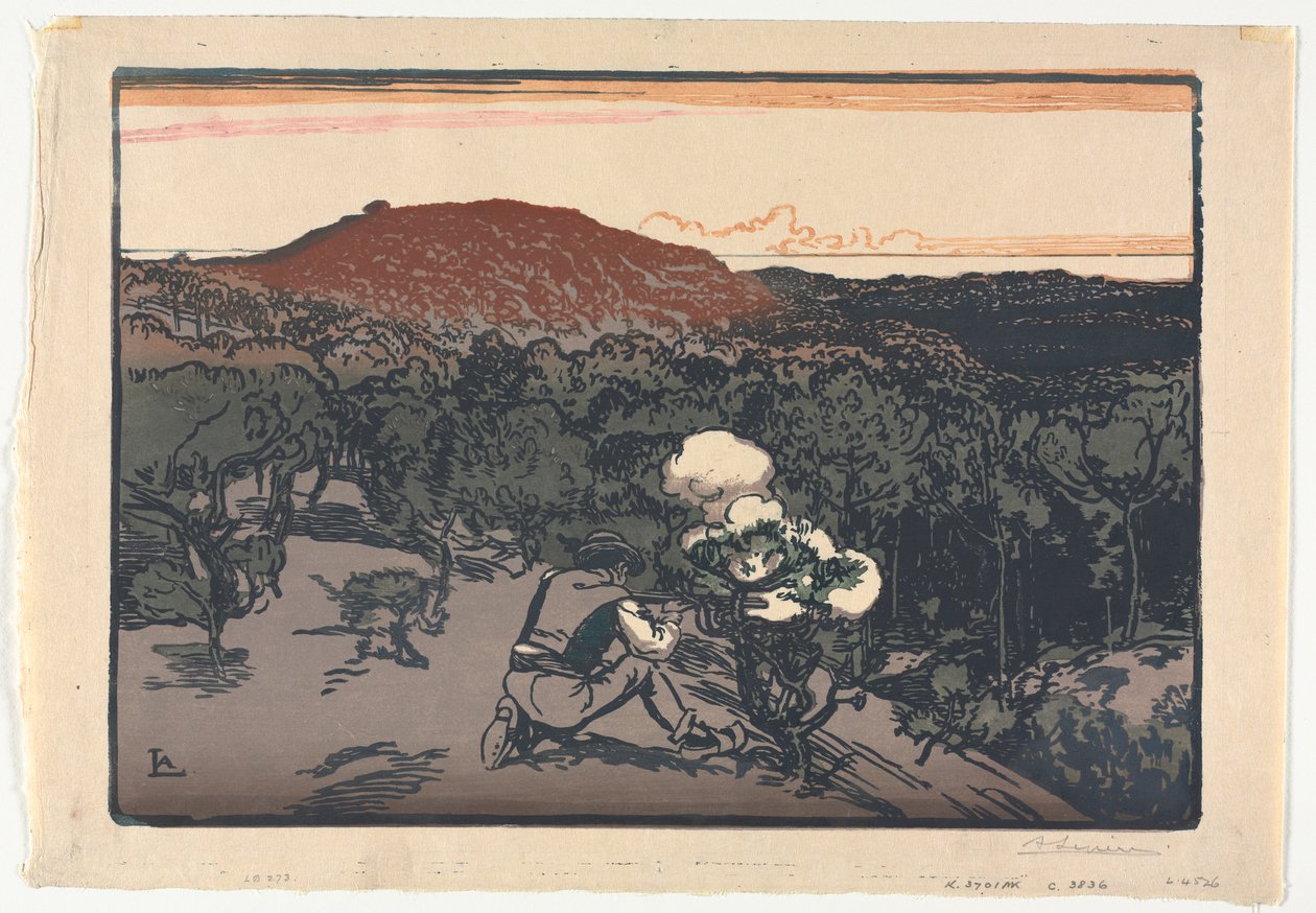 Az orvvadász, Saint Jean de Mont dűnéi, 1901. alkotó: Auguste Louis Lepère