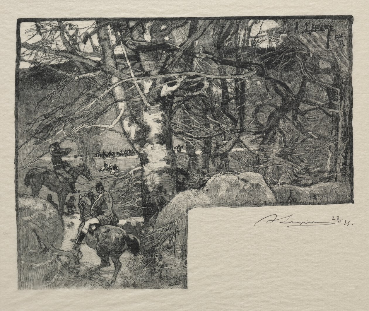 Kutyavadászat Mont Gerardban alkotó: Auguste Louis Lepère