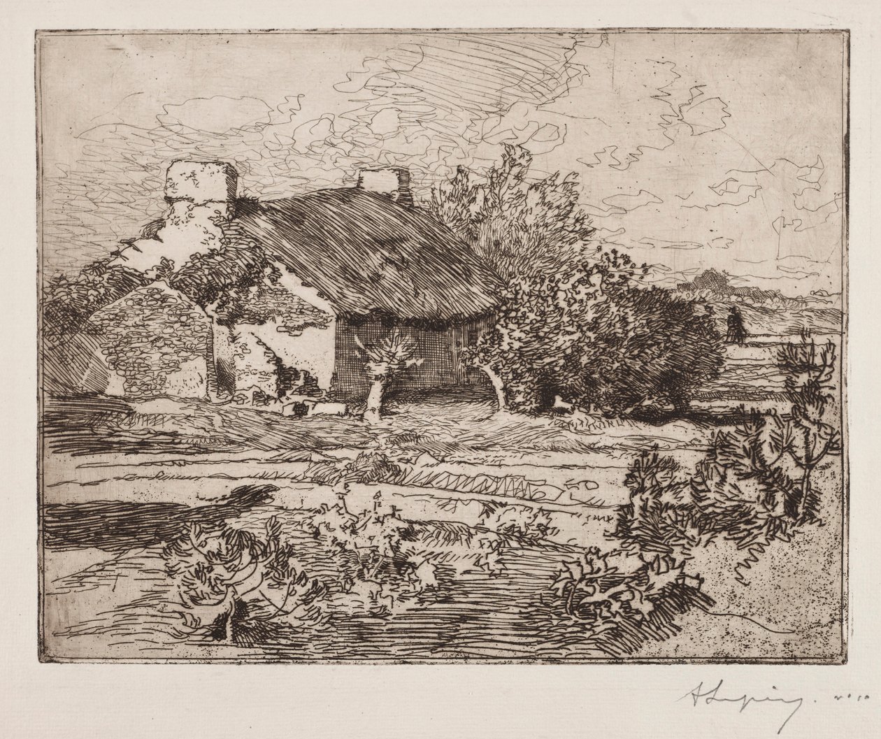 Old Bourrine, Ház Maraisban, Vendée, 1892. alkotó: Auguste Louis Lepère
