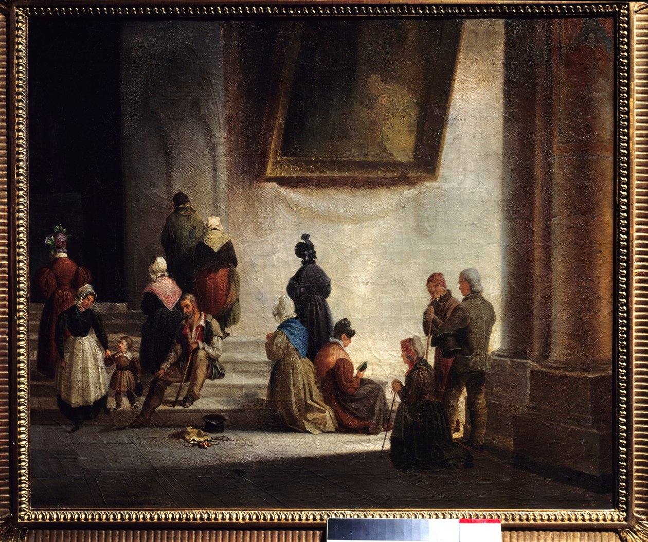 Aumone a templomban Auguste Migette (1802-1884) festménye 1834 Metz Szépművészeti Múzeum alkotó: Auguste Migette