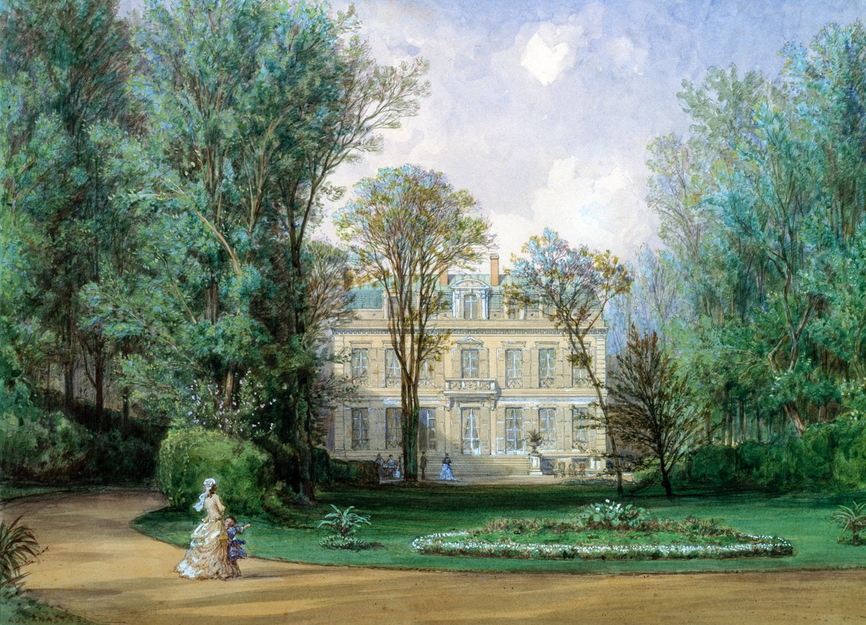 A Hotel Rainbeaux, Avenue des Champs Elysees és 57 Rue de Ponthieu, Párizs, 1868 (wc papíron) alkotó: Auguste Paul Charles Anastasi