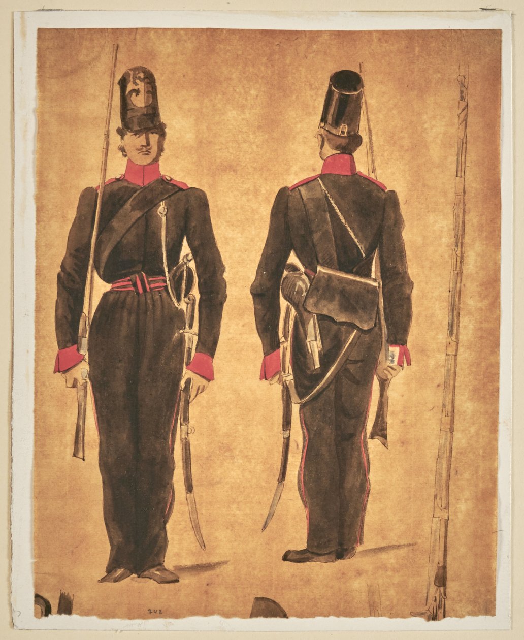 Katonai egyenruha tanulmány: tüzérség alkotó: Auguste Raffet