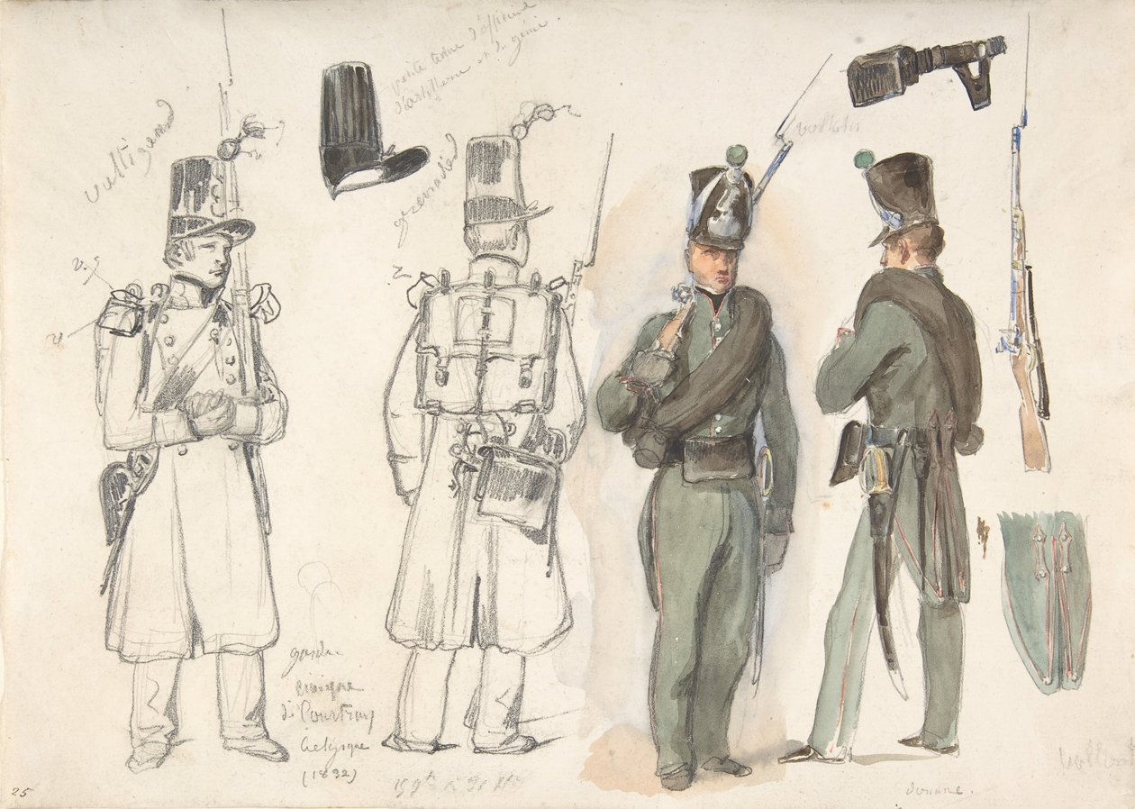 A polgárőr egyenruhája Courtray-ben, Belgiumban, 1832. alkotó: Auguste Raffet