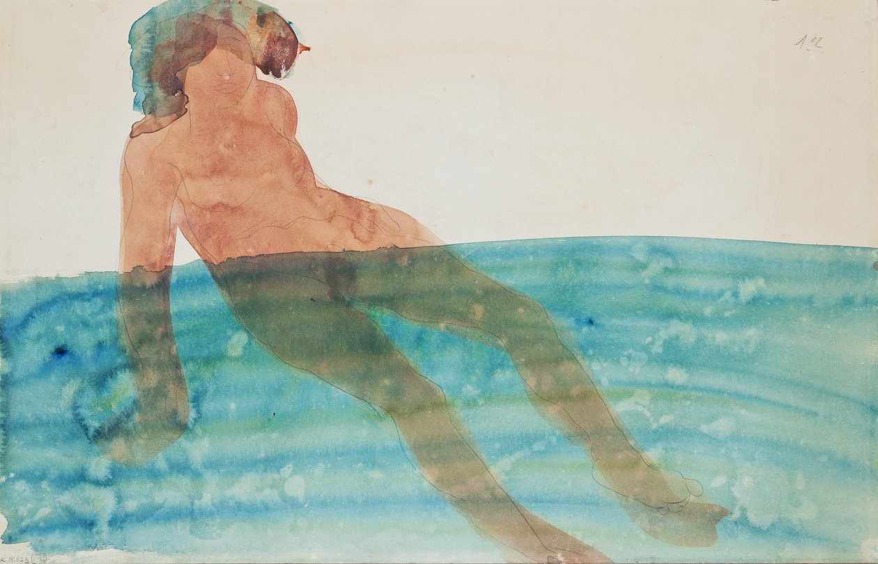 Fürdő nő, 1902 előtt (ceruza és akvarell papíron) alkotó: Auguste Rodin