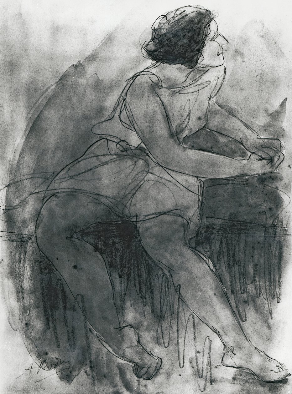 Isadora Duncan (1878-1927) (ceruza és mosás papíron) alkotó: Auguste Rodin