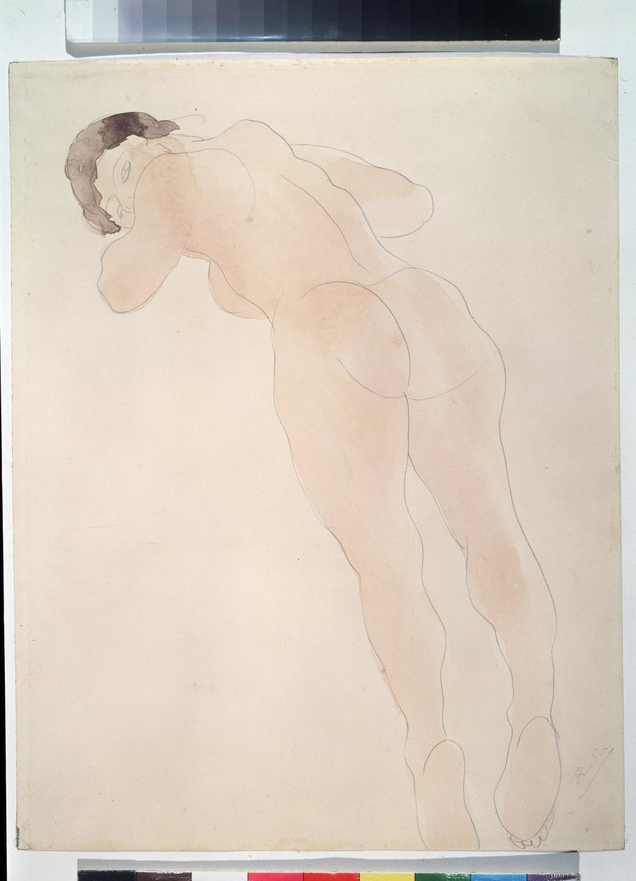 ""Nu"" (Meztelen) Fekvő meztelen nő. Auguste Rodin (1840-1917) akvarellje 1900-1908 Puskin Múzeum, Moszkva alkotó: Auguste Rodin