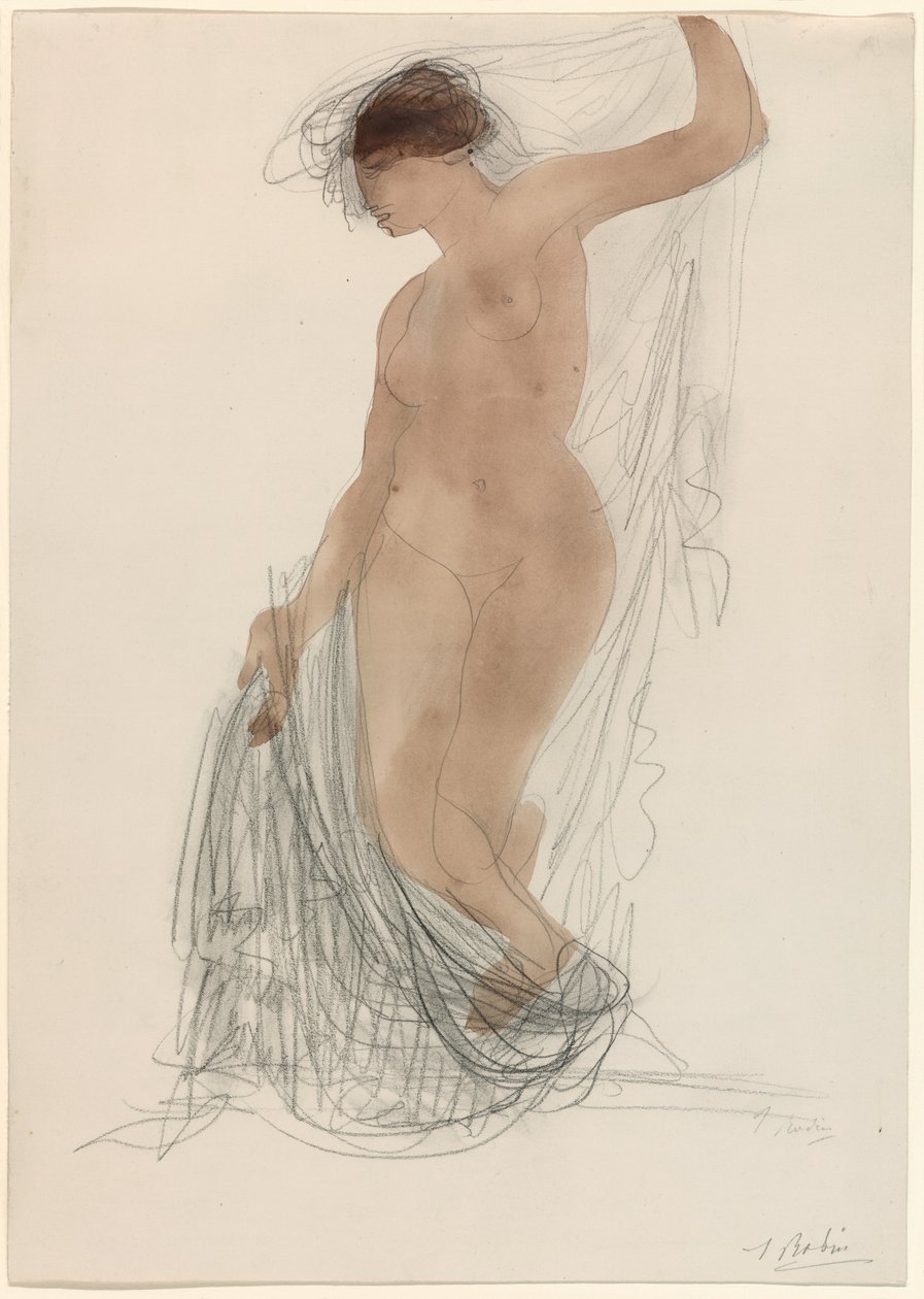 Álló akt függönyökkel alkotó: Auguste Rodin