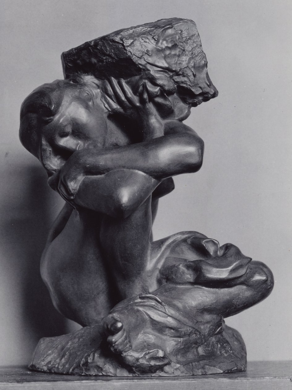 A bukott karyatida, aki a kövét hordozza alkotó: Auguste Rodin