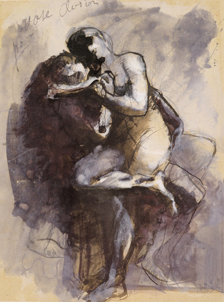 Váza Clodion (Lovers) 1880 körül (fekete tinta gouache-val és grafittal a papíron) alkotó: Auguste Rodin