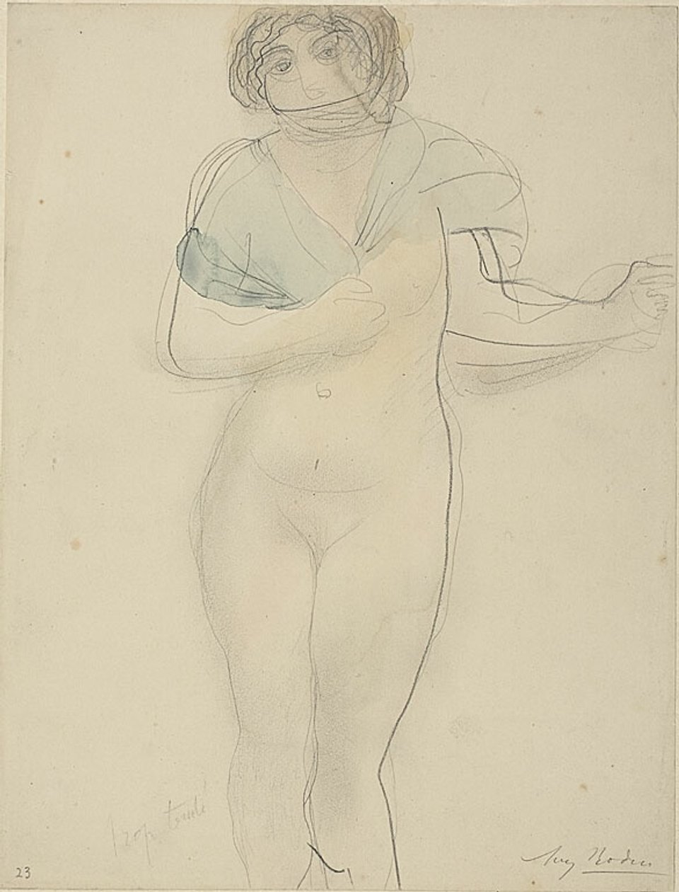 Nő kendővel alkotó: Auguste Rodin