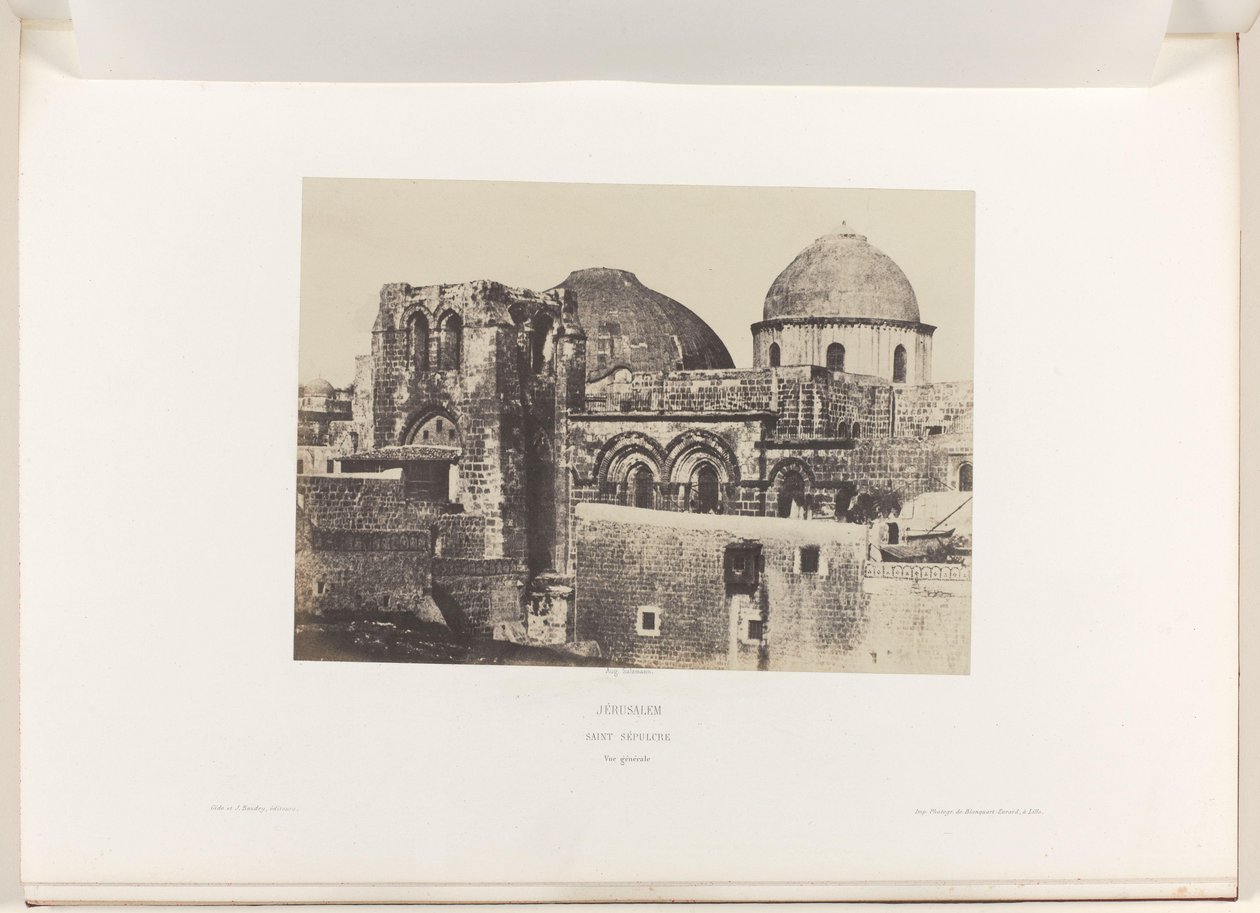 Kilátás a jeruzsálemi Szent Sír-templomra Jeruzsálem. Szent Sír. Vue generale (cím az objektumon) alkotó: Auguste Salzmann