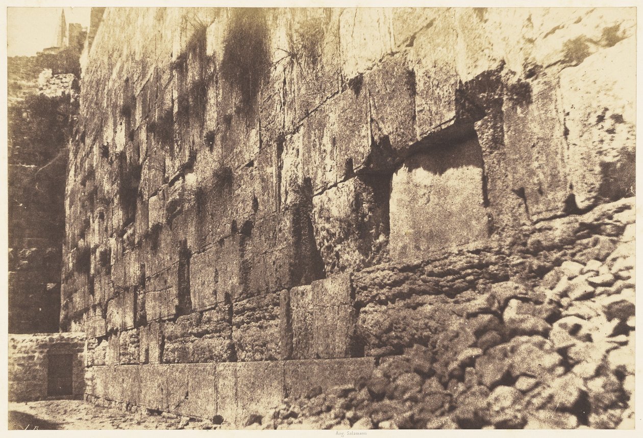 Jeruzsálem. Templomkerítés, nyugati oldal. Heit-el-Morharby alkotó: Auguste Salzmann
