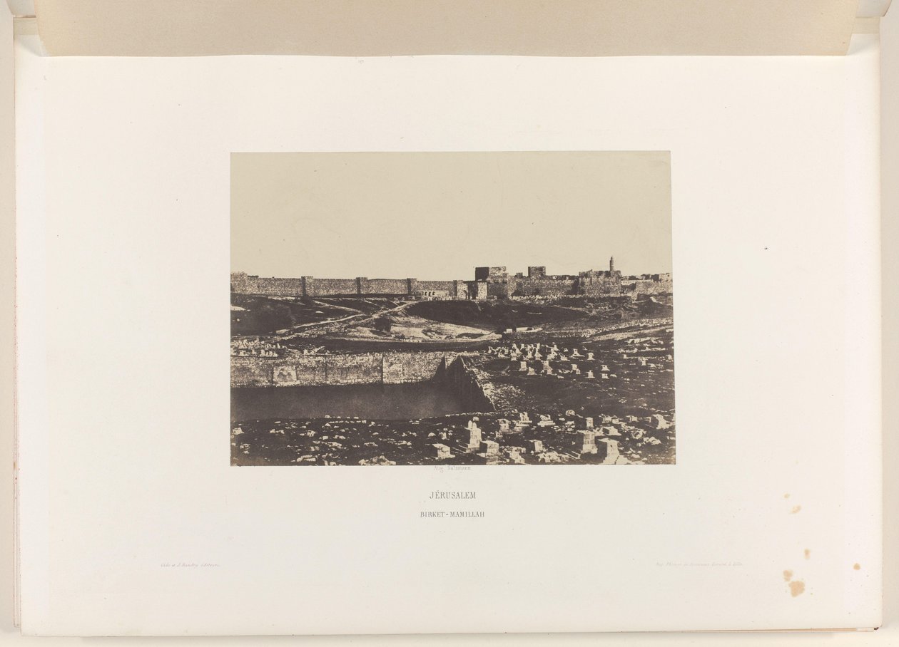Mamilla-medence Jeruzsálem óvárosának falán kívül Jeruzsálem. Birket-Mamillah (cím a tárgyon) alkotó: Auguste Salzmann