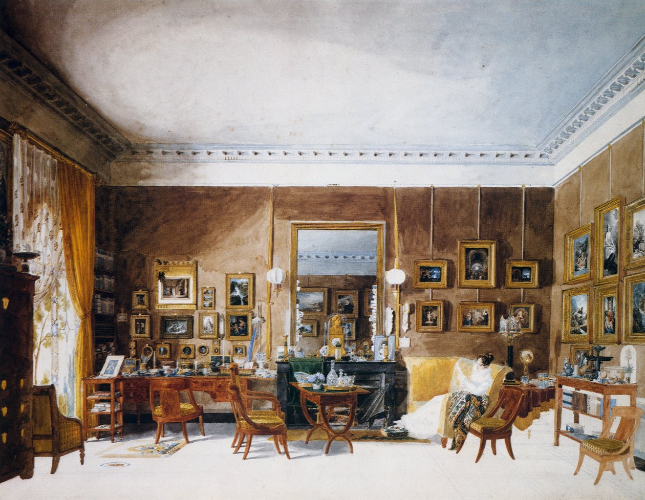 Berry hercegnő nappalija Tuileries-ban, akvarell: Garnerey Auguste (1785-1824), Franciaország alkotó: Auguste Simon Garneray