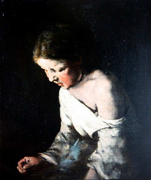 Varró fiatal lány, 1865 körül (olaj, vászon) alkotó: Auguste Theodule Ribot