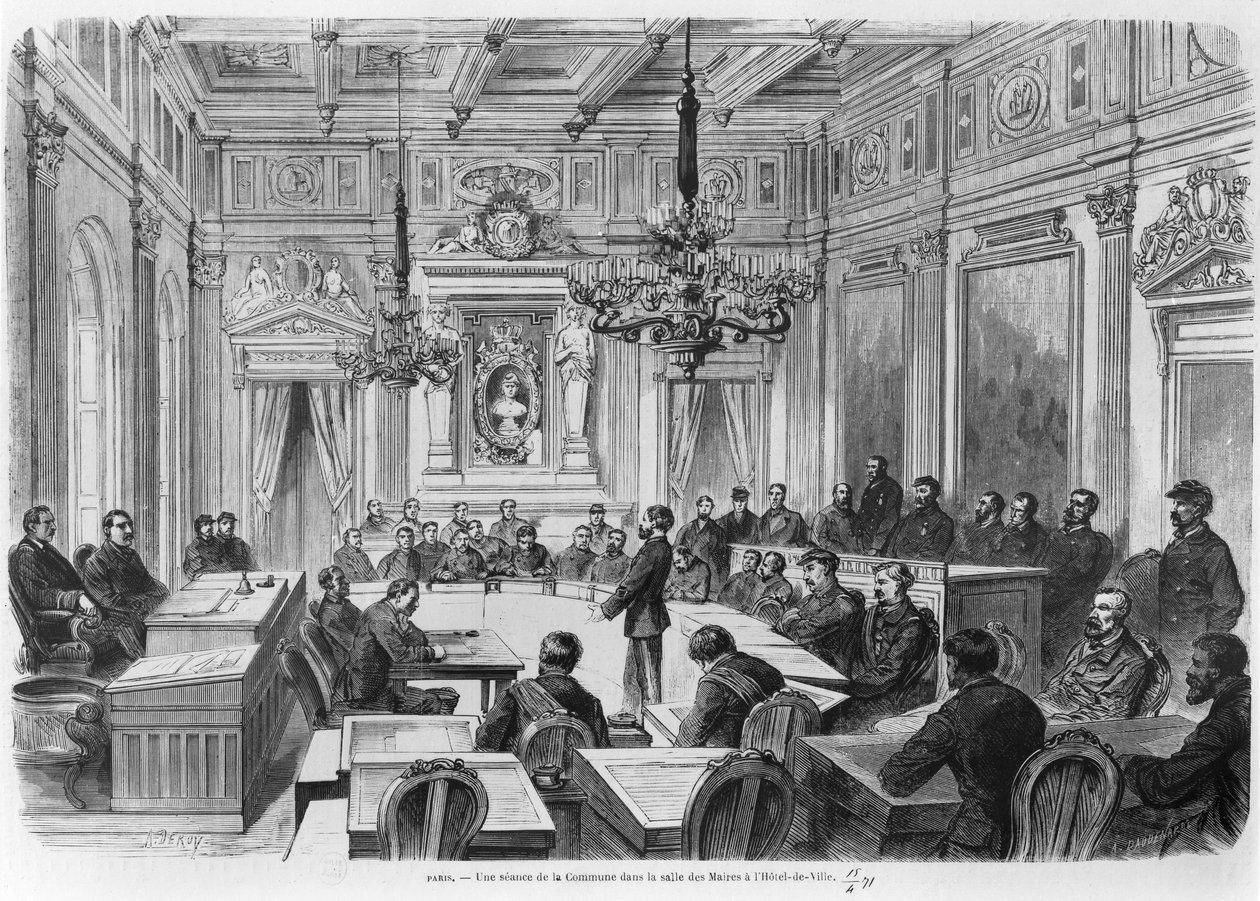 A kommuna tagjai üléseznek a Hotel de Ville-ben, Salle des Maires-ben, Párizs, 1871 alkotó: Auguste Victor Deroy