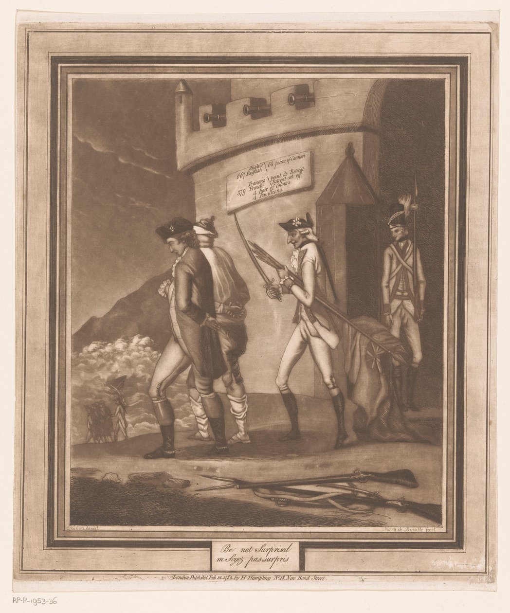Katonák két fogollyal a toronyban Ne lepődj meg/ ne soyez pas surpris (cím a tárgyon) alkotó: Auguste de Bouillé