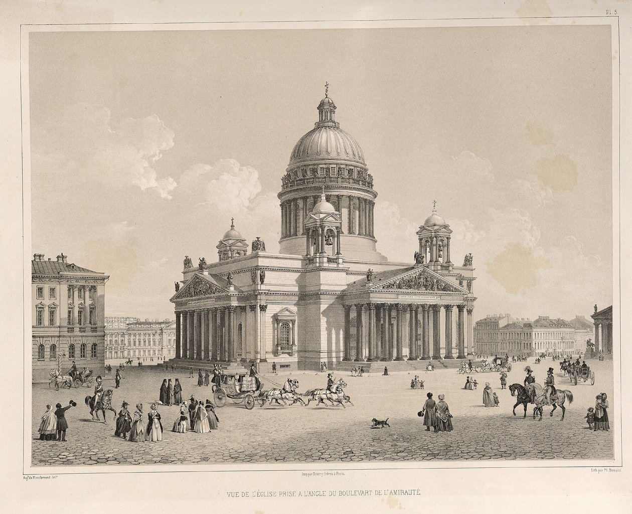 Szent Izsák-székesegyház az Admiralteysky Prospekt felől nézve A Szent Izsák-székesegyház építése, 1845 alkotó: Auguste de Montferrand