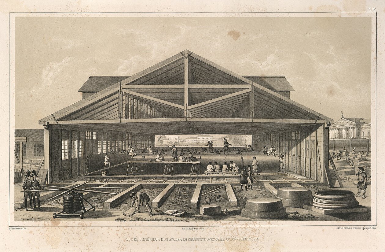 Kőkőműves műhely: A Szent Izsák-székesegyház építése, 1845 alkotó: Auguste de Montferrand