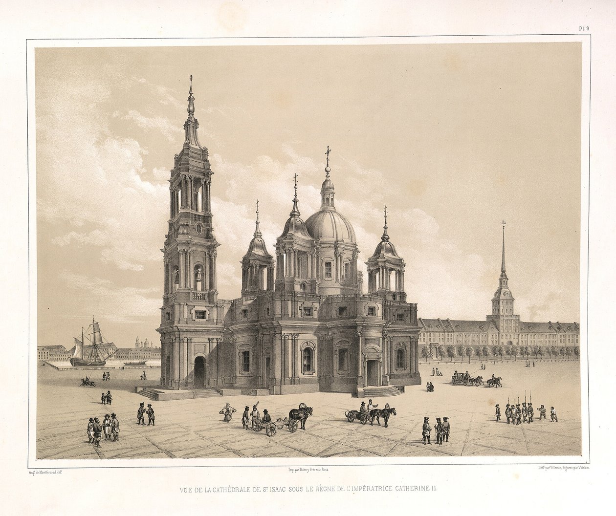 Kilátás a Szent Izsák-székesegyházra II. Katalin idejében Innen: A Szent Izsák-székesegyház építése, 1845 alkotó: Auguste de Montferrand