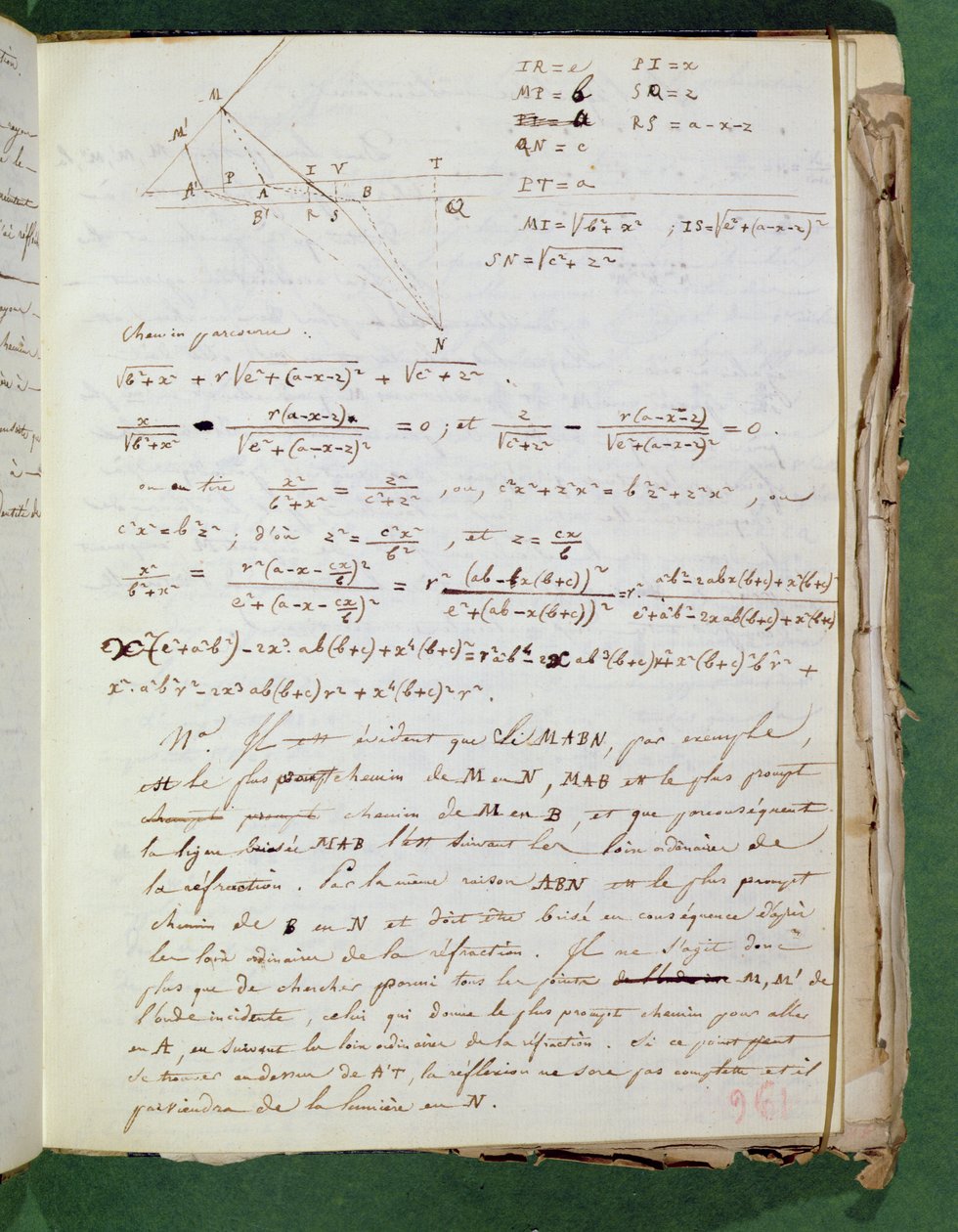 Ms 3412 Kísérleti jegyzetek oldala, 1823 alkotó: Augustin Jean Fresnel