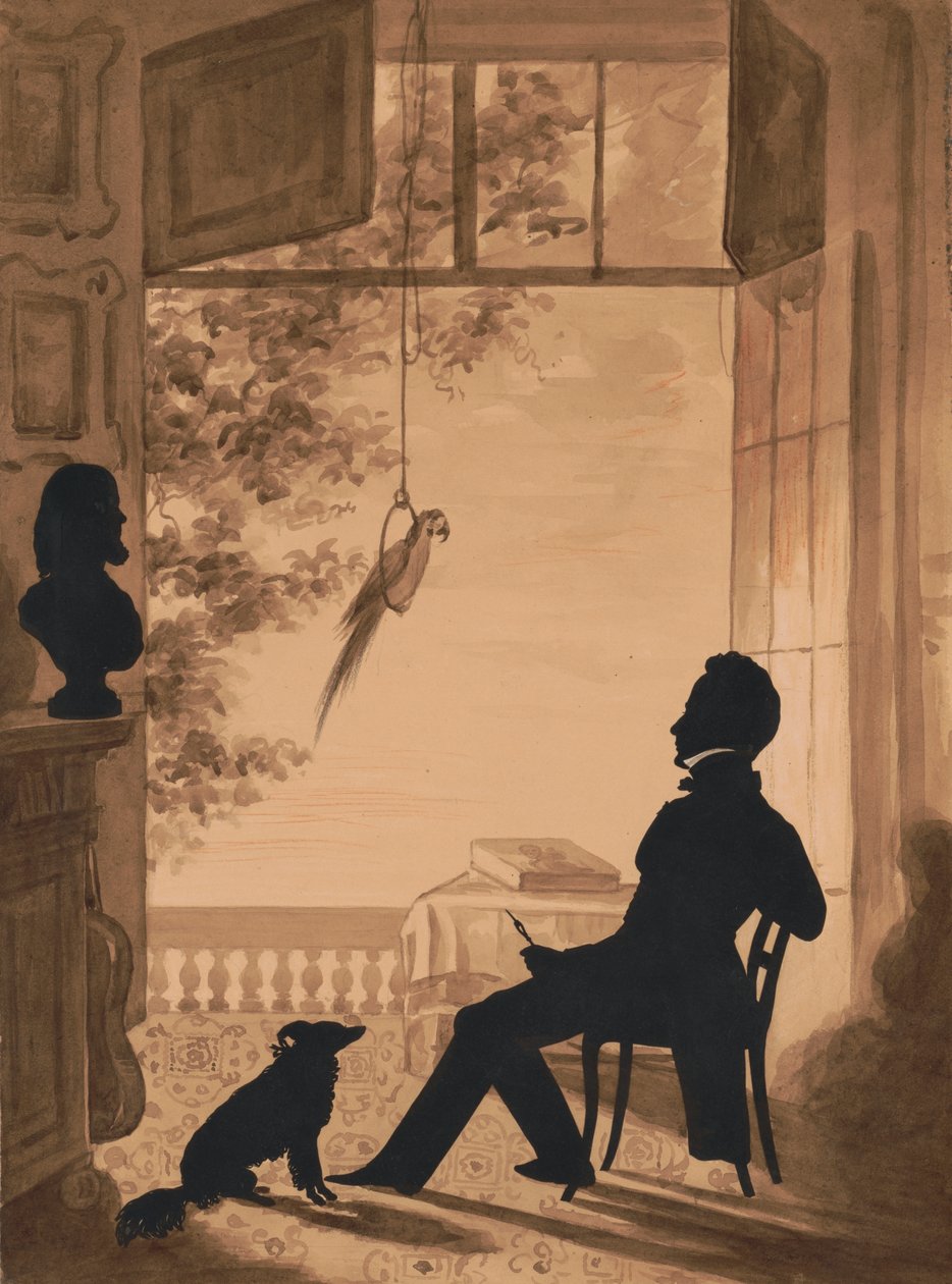 Charles Fenderich művész sziluettprofilja, 1841 (kivágott papír szépia mosáson) alkotó: Augustin Amant Constant Fidele Edouart