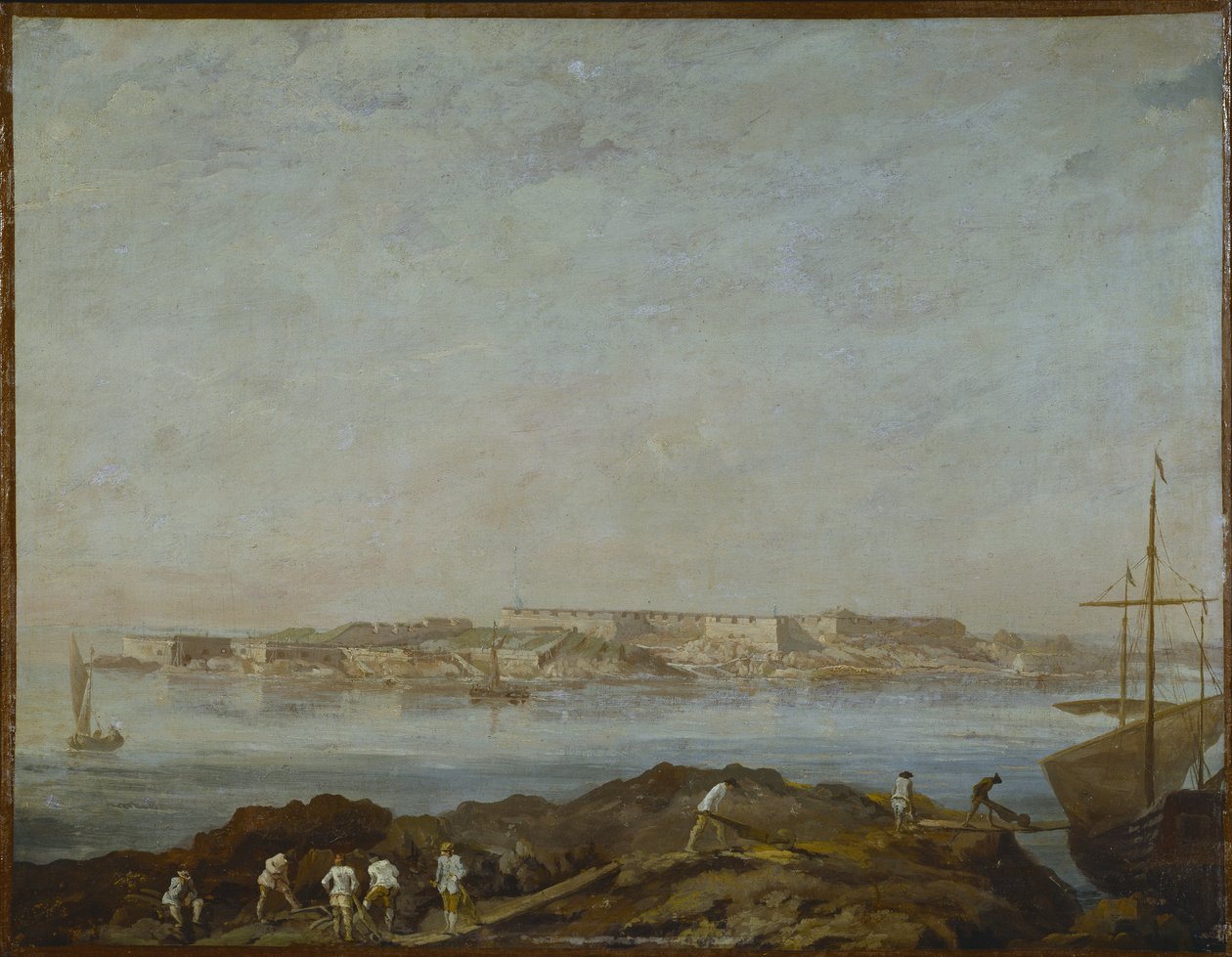 Vue de Sveaborg (ou Suomenlinna, Viapori) (Finnország) – Sveaborg képe, Ehrensvard, Augustin (1710-1772). Olajfestmény. Mérete: 54x69,5 cm. Stockholmi Nemzeti Múzeum alkotó: Augustin Ehrensvard