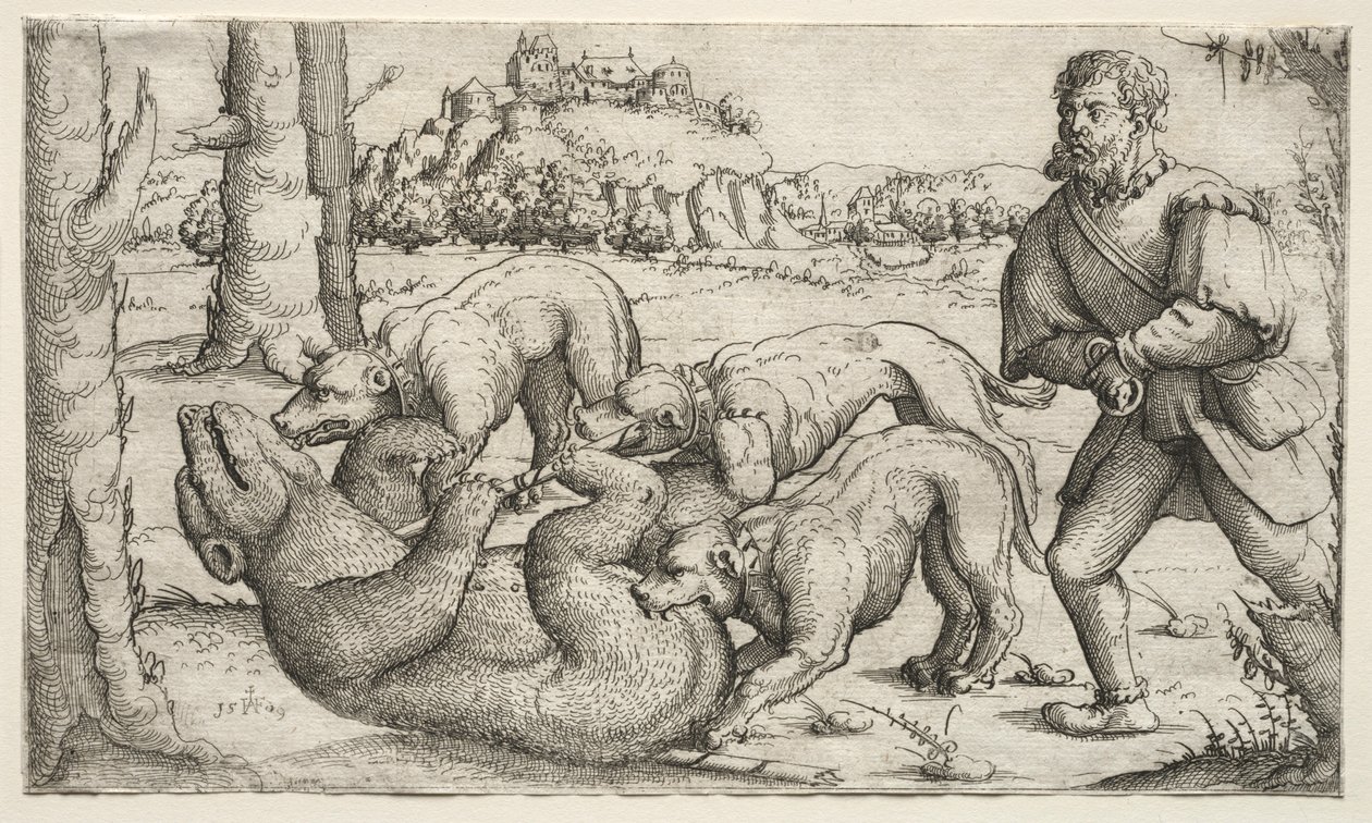 Medvevadászat, 1569. alkotó: Augustin Hirschvogel