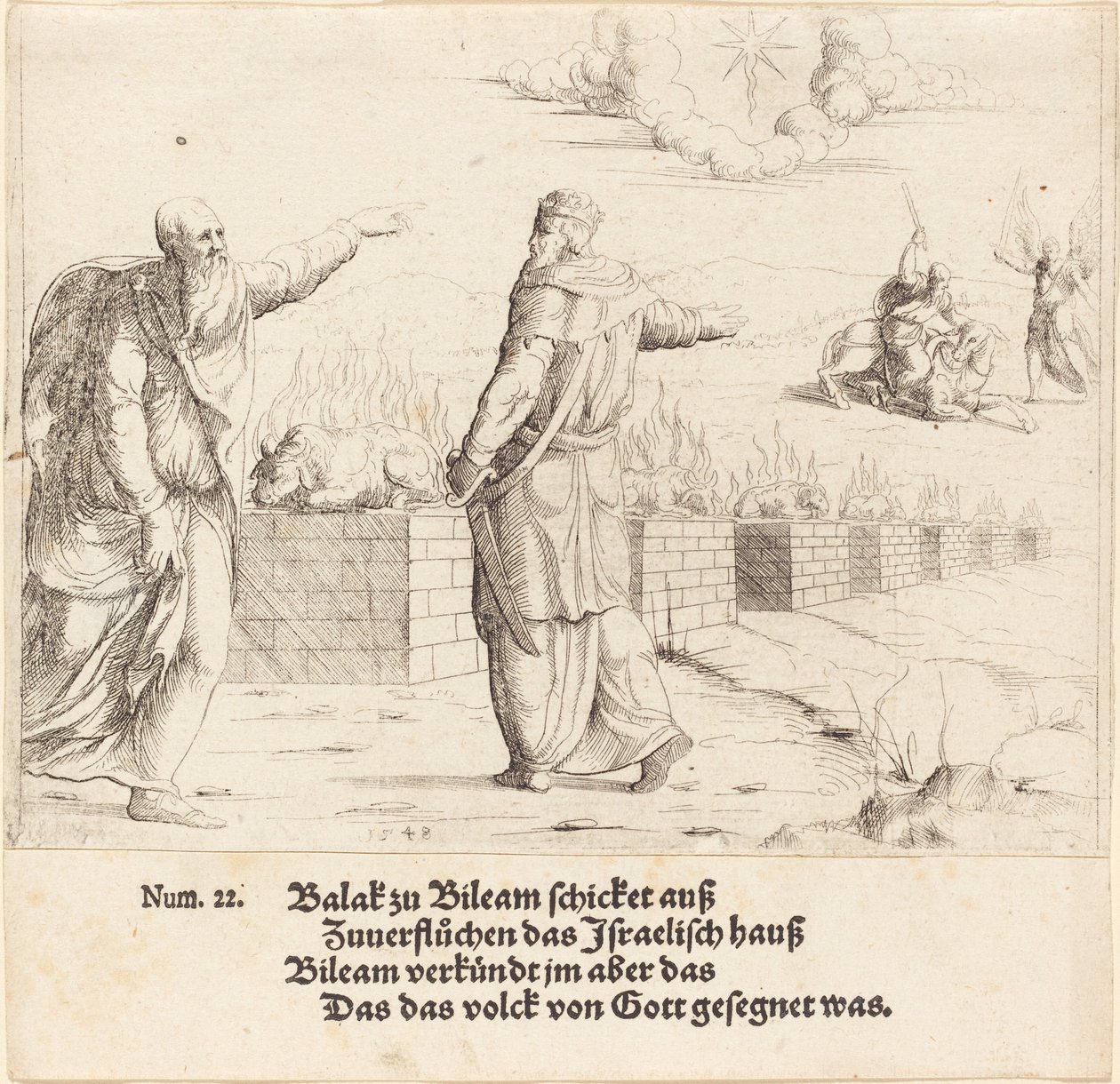 Bálák áldozata és Bálám próféciája, 1548. alkotó: Augustin Hirschvogel