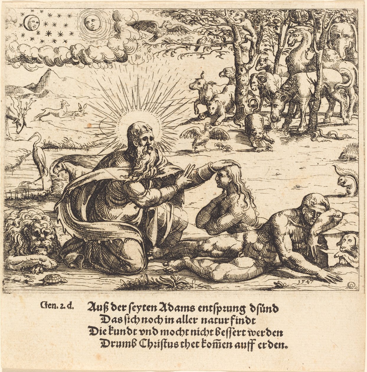 Éva teremtése, 1547. alkotó: Augustin Hirschvogel
