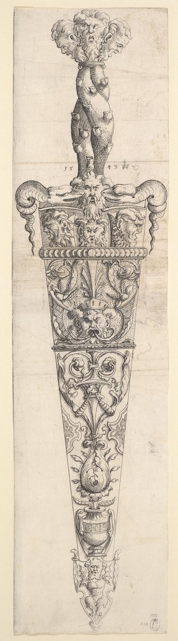 Tervezés tőrhöz és hüvelyhez, 1543. alkotó: Augustin Hirschvogel