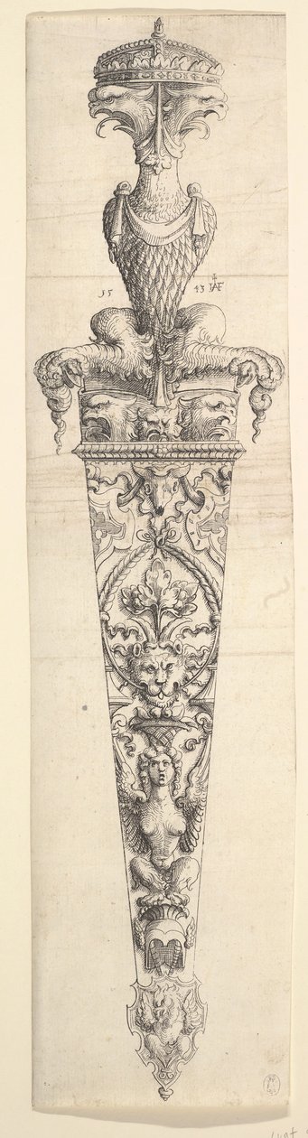 Tervezés tőrhöz és hüvelyhez, 1543. alkotó: Augustin Hirschvogel
