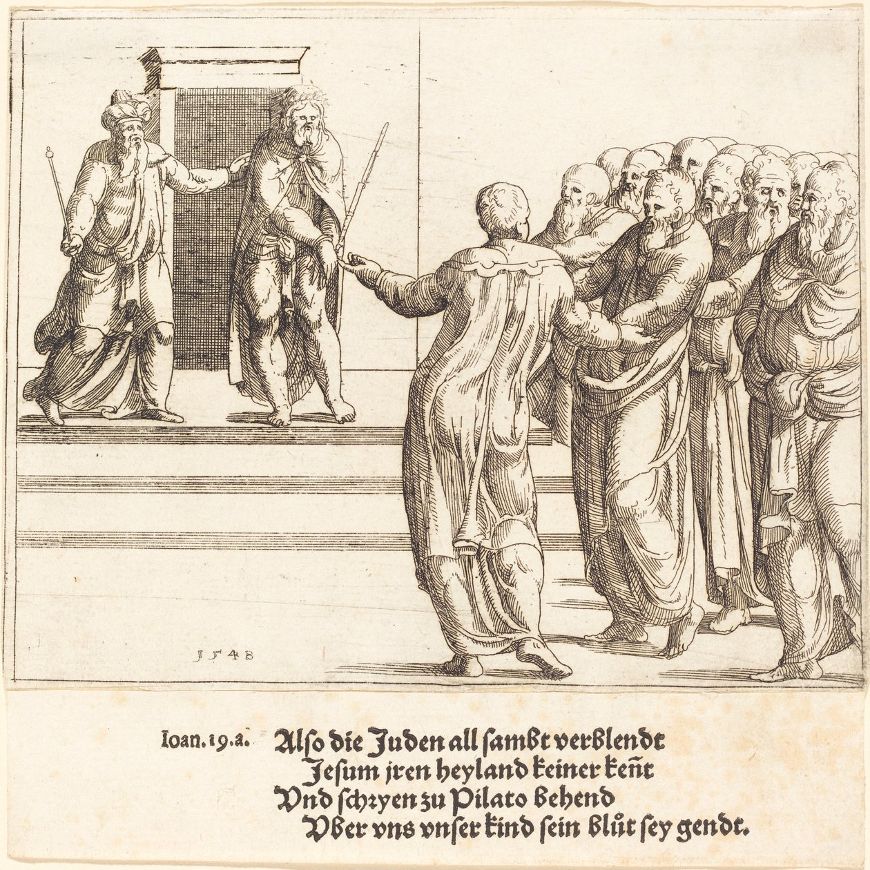 Ecce Homo, és a zsidók tagadják Krisztust, 1548. alkotó: Augustin Hirschvogel