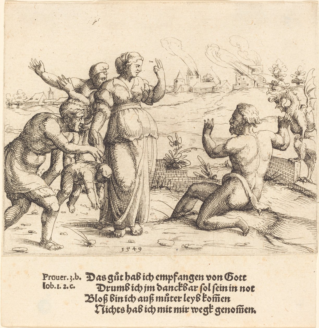 Jób tanul szerencsétlenségeiről, 1549. alkotó: Augustin Hirschvogel