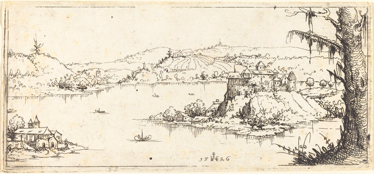 Táj egy nagy tóval a közepén, 1546. alkotó: Augustin Hirschvogel