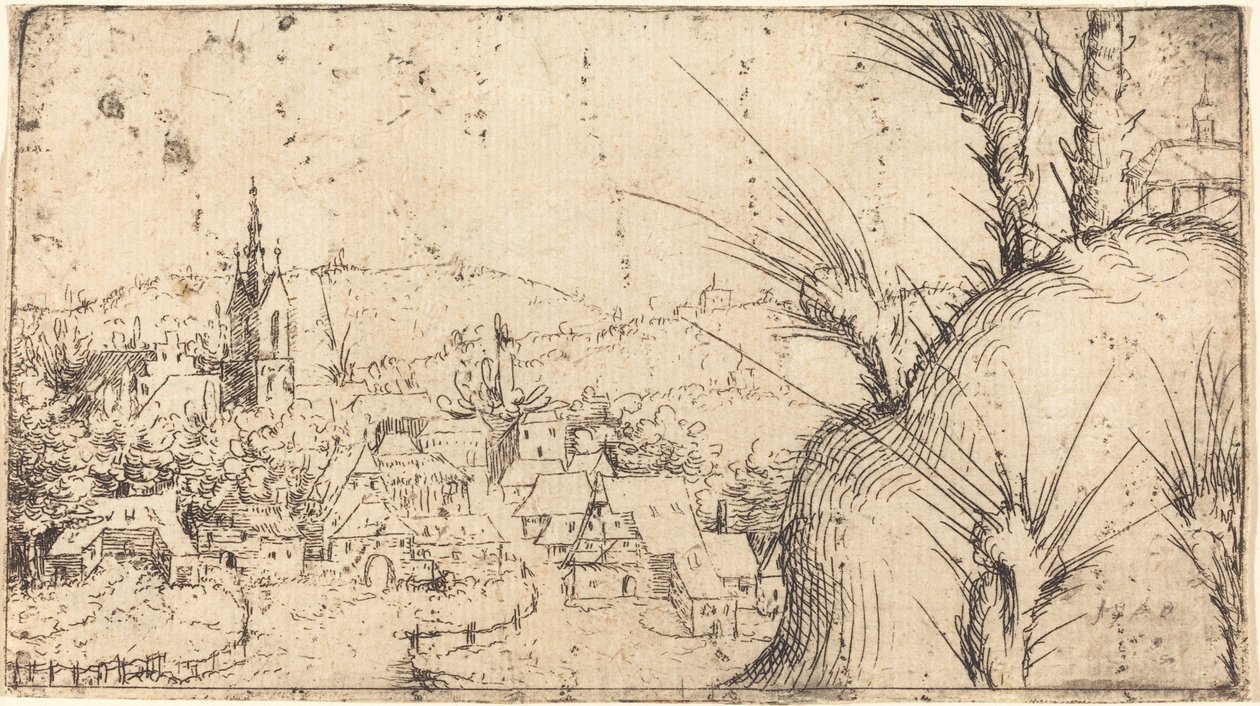 Táj egy várossal balra, 1549. alkotó: Augustin Hirschvogel