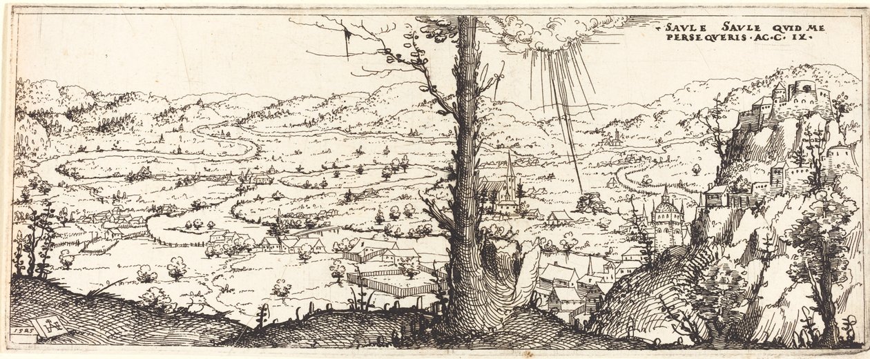 Táj Szent Pál megtérésével, 1545. alkotó: Augustin Hirschvogel
