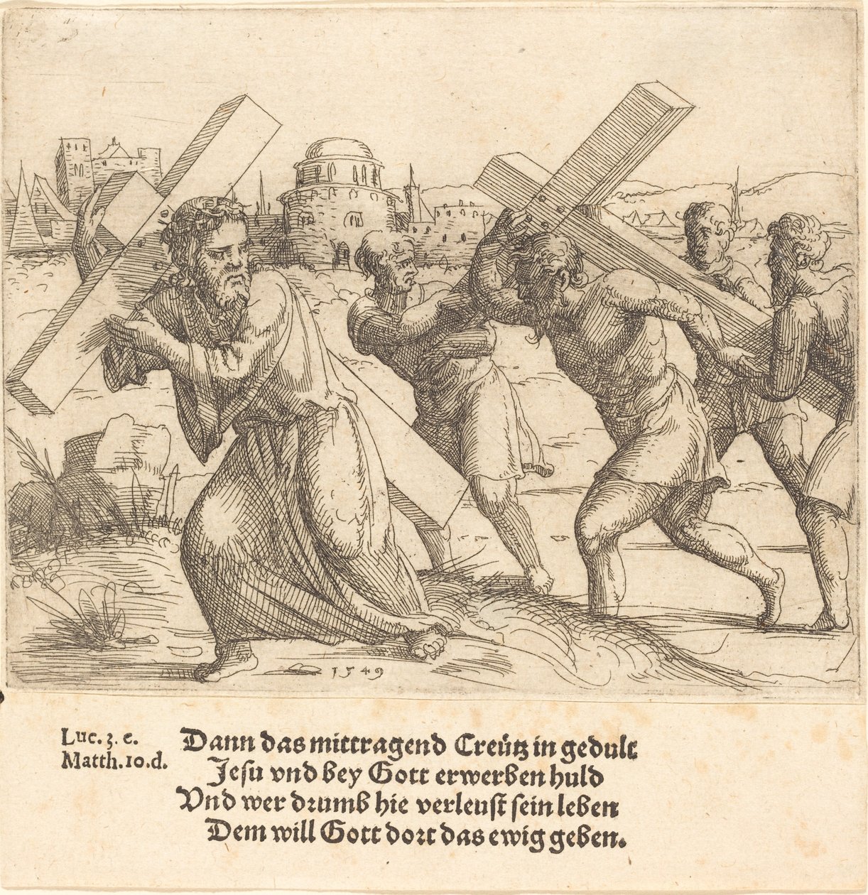 Az ember hordozza a keresztet Krisztus után, 1549. alkotó: Augustin Hirschvogel