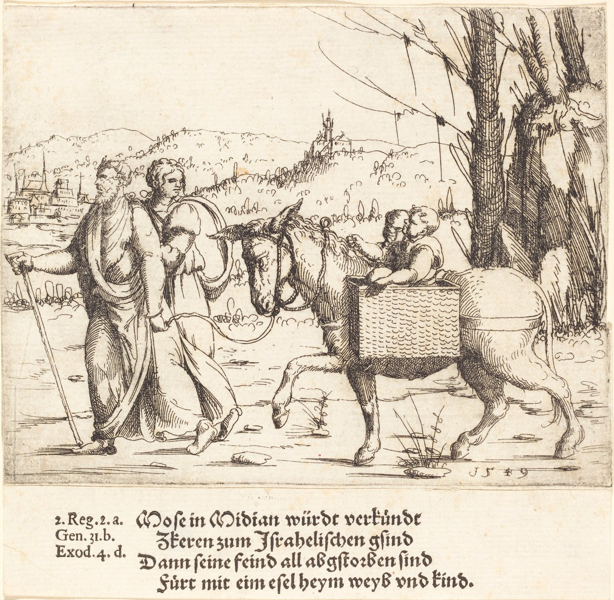 Mózes visszatér Egyiptomba Midiánból, 1549. alkotó: Augustin Hirschvogel