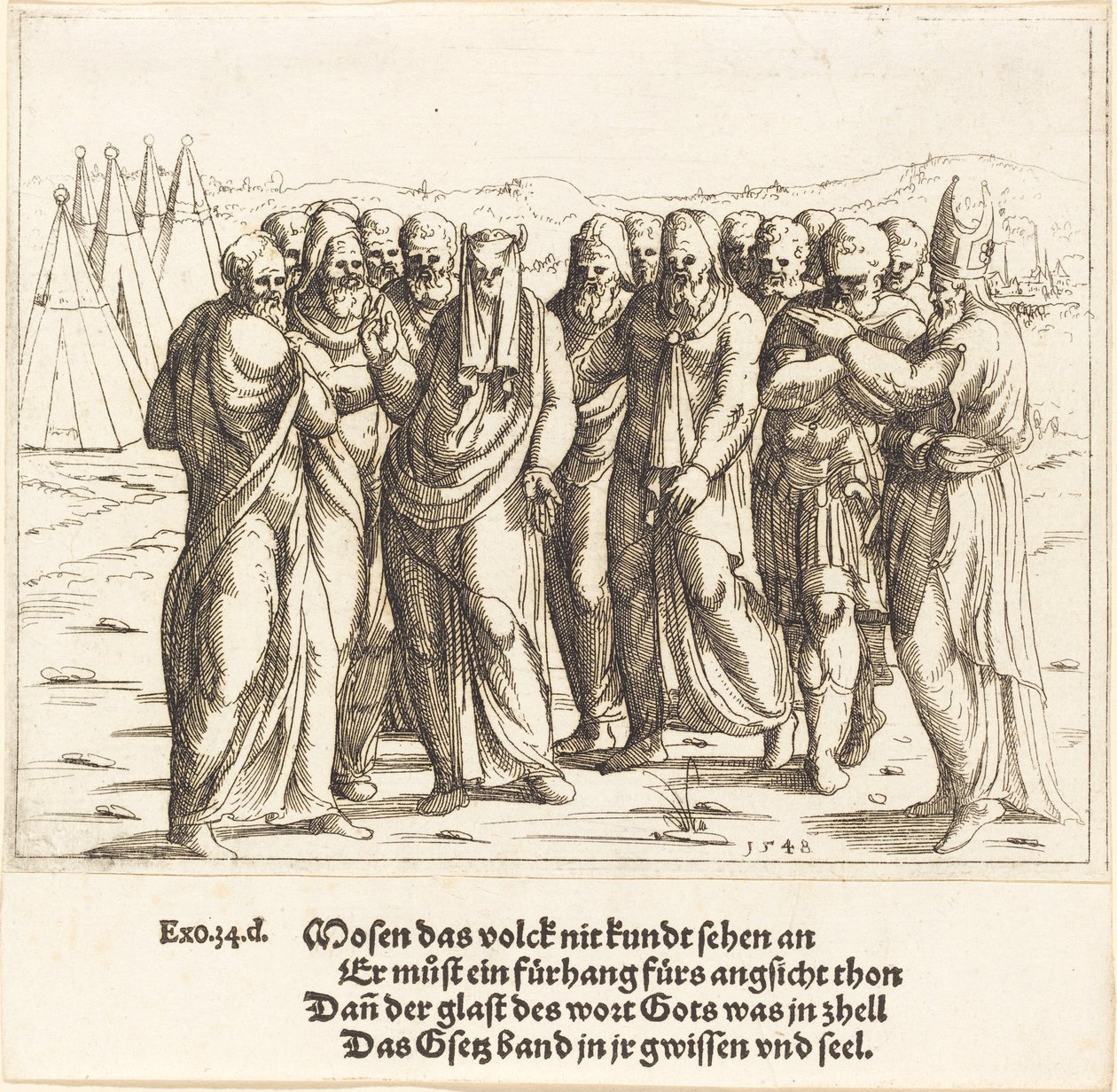 Mózes beszél Izrael fiaihoz, 1548. alkotó: Augustin Hirschvogel
