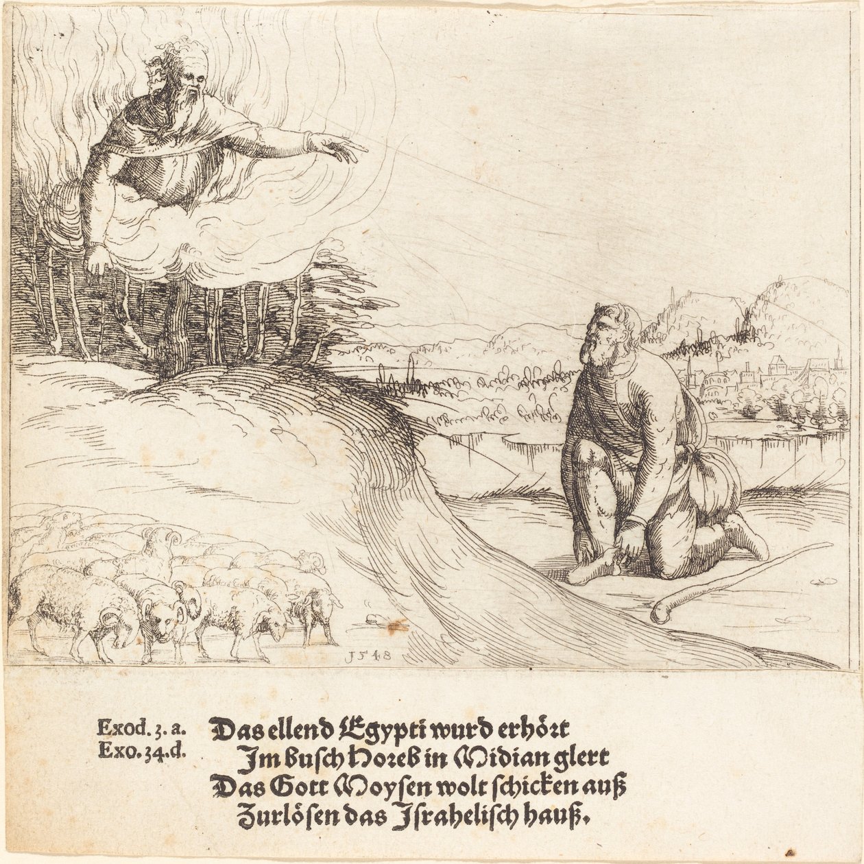 Mózes és az égő bokor alkotó: Augustin Hirschvogel