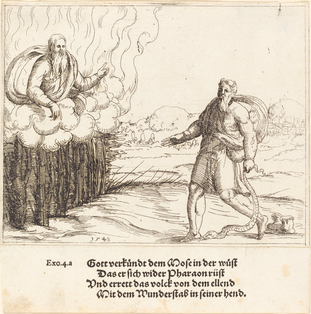 Mózes és a kígyó, 1548. alkotó: Augustin Hirschvogel