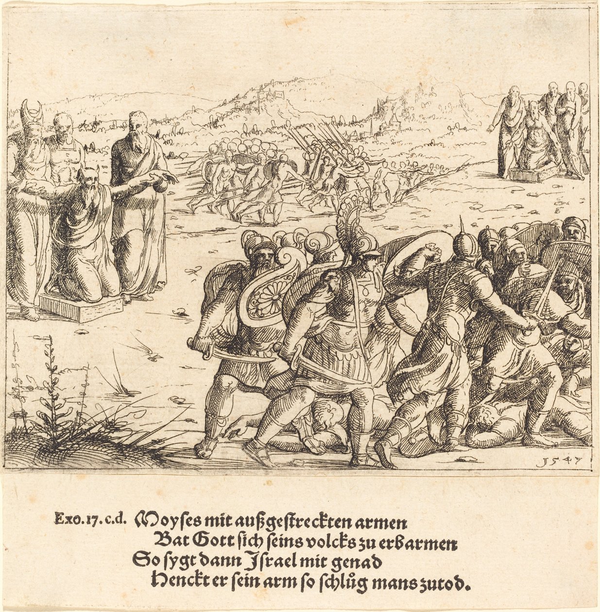 Mózes kitárt karral, 1547. alkotó: Augustin Hirschvogel