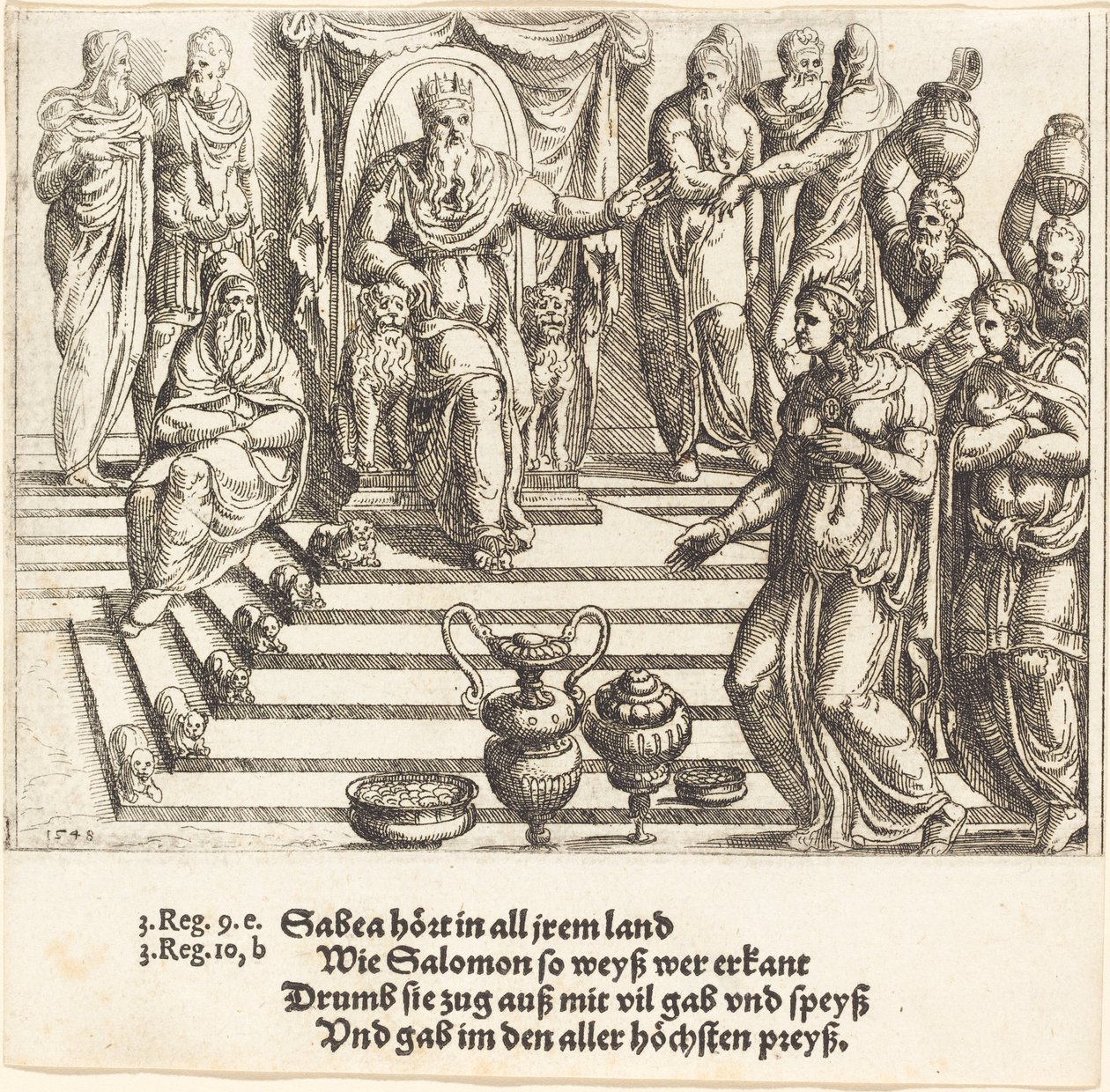 Sába királynője Salamon látogatása, 1548. alkotó: Augustin Hirschvogel