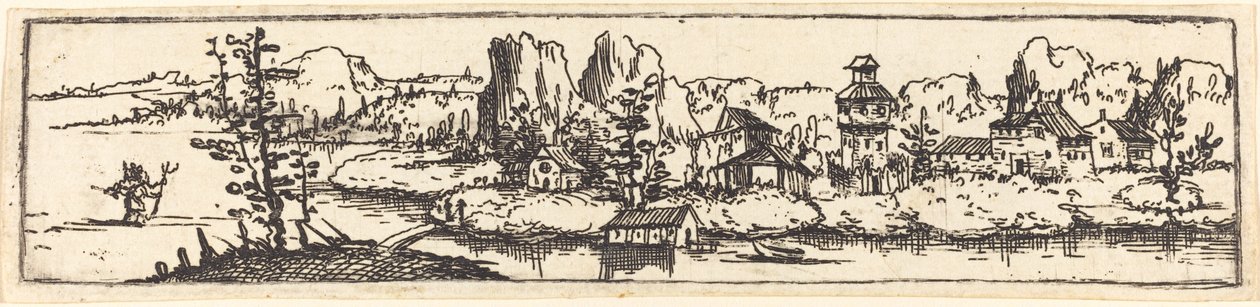 Folyói táj Szent Kristófral alkotó: Augustin Hirschvogel
