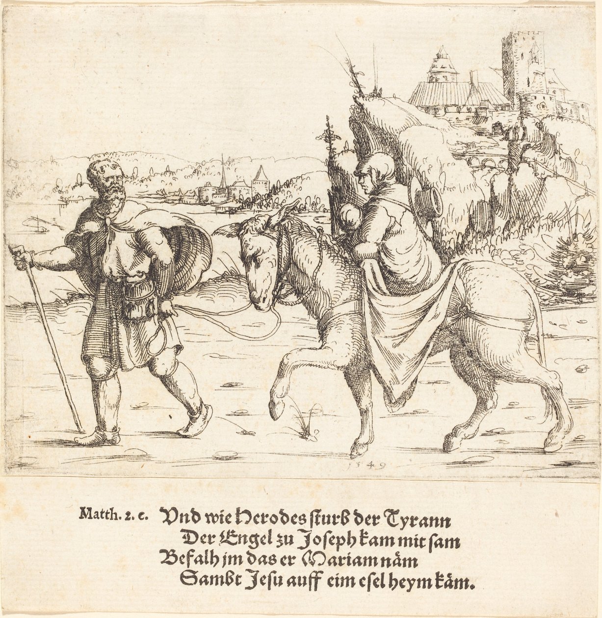 A Szent Család visszatér Egyiptomból alkotó: Augustin Hirschvogel