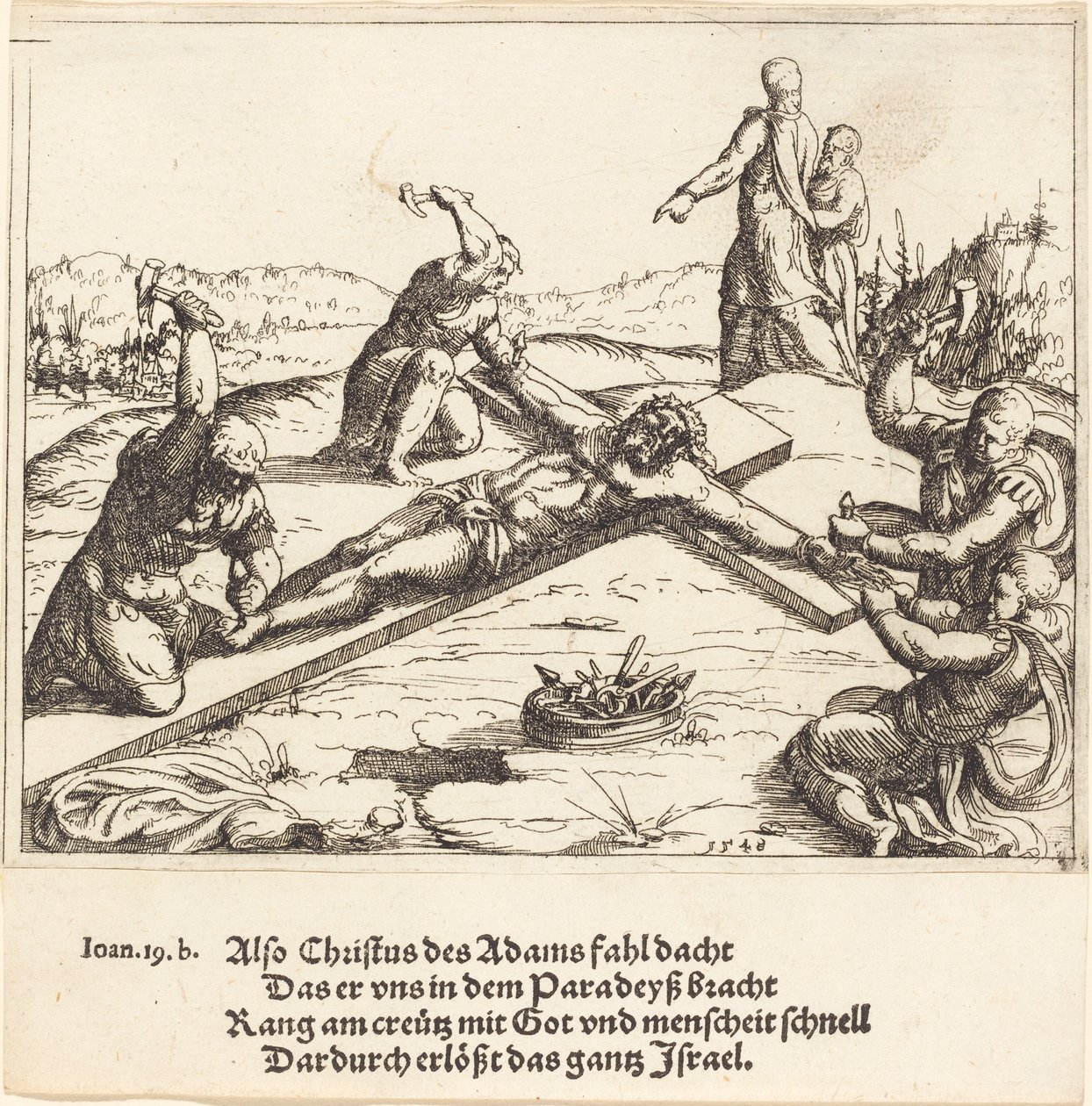 A keresztre szegezés, 1548. alkotó: Augustin Hirschvogel